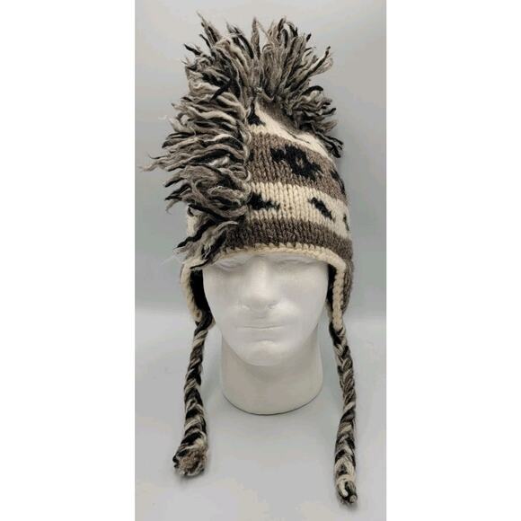 Wool Mohawk Style Sherpa Hat‎ Made In Nepal - Picture 2 of 8